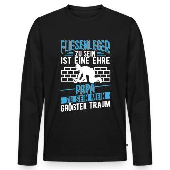 Fliesenleger und Papa Fliesenleger Vatertag - Männer Premium Bio Langarmshirt - Schwarz - Vorne - Nico (187cm)
