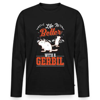 La vie est meilleure avec une gerbille de rat de course Gerbil - T-shirt manches longues Premium bio Homme - noir - Devant - Nico (187cm)