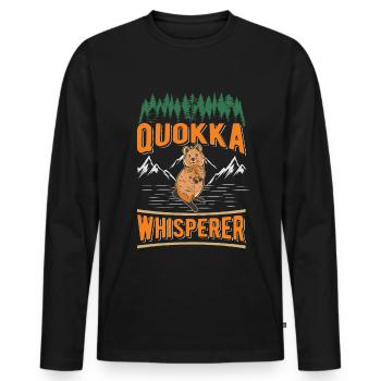 Quokka Whisperer Kangourou à queue courte - T-shirt manches longues Premium bio Homme - noir - Devant - Nico (187cm)