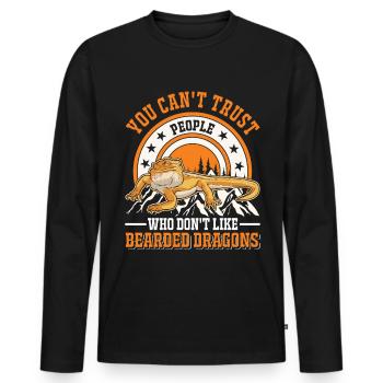 Bearded Dragon Pogona Gift - Men's Premium Organic Long Sleeve Shirt - black - Front - Nico (187cm)