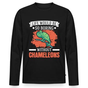 Chameleon Cadeau Caméléon - T-shirt manches longues Premium bio Homme - noir - Devant - Nico (187cm)