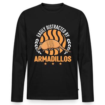 Easily distracted by Armadillo's armadillo - Men's Premium Organic Long Sleeve Shirt - black - Front - Nico (187cm)