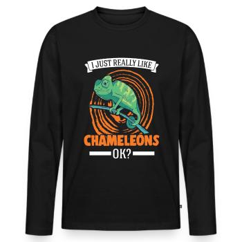 J’aime vraiment Chameleons, ok Chameleon - T-shirt manches longues Premium bio Homme - noir - Devant - Nico (187cm)
