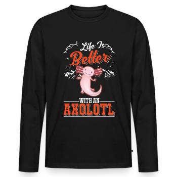 La vie est meilleure avec un Axolotl Schwanzlurch - T-shirt manches longues Premium bio Homme - noir - Devant - Nico (187cm)