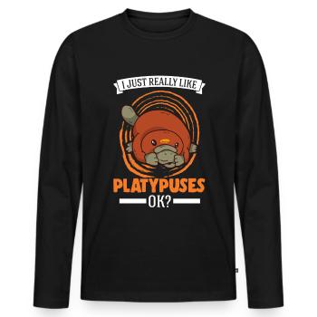 I just really like Platypuses, ok Platypus - Men's Premium Organic Long Sleeve Shirt - black - Front - Nico (187cm)