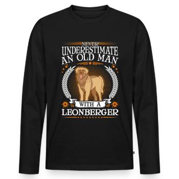 Leonberger Old Man - Men's Premium Organic Long Sleeve Shirt - black - Front - Nico (187cm)