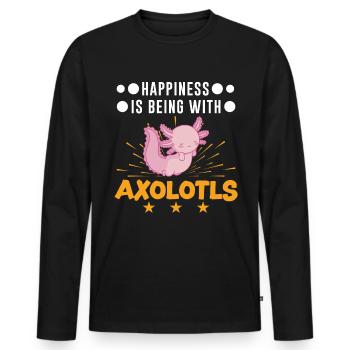 Happiness is being with Axolotls Tail Lurch - Men's Premium Organic Long Sleeve Shirt - black - Front - Nico (187cm)
