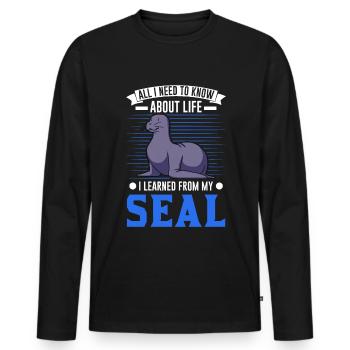 Robbe Geschenk Seal Seelöwe - Männer Premium Bio Langarmshirt - Schwarz - Vorne - Nico (187cm)