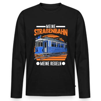 Meine Straßenbahn Meine Regeln Tram S-Bahn - Männer Premium Bio Langarmshirt - Schwarz - Vorne - Nico (187cm)