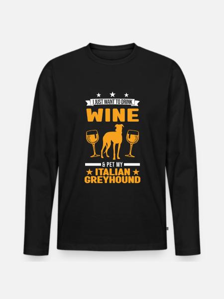 Italienischer Windhund und Wein - Männer Premium Bio Langarmshirt - Schwarz
