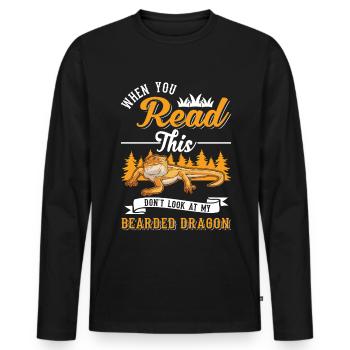 Bearded Dragon Pogona Gift - Men's Premium Organic Long Sleeve Shirt - black - Front - Nico (187cm)