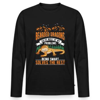 Bearded Dragon Pogona Gift - Men's Premium Organic Long Sleeve Shirt - black - Front - Nico (187cm)