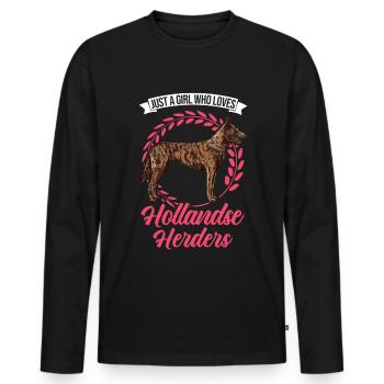 Hollandse Herder Fille Berger Hollandais - T-shirt manches longues Premium bio Homme - noir - Devant - Nico (187cm)