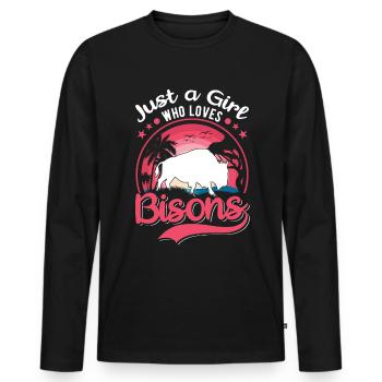 Buffalo Girl Bison Water Buffalo Buffalo - Men's Premium Organic Long Sleeve Shirt - black - Front - Nico (187cm)