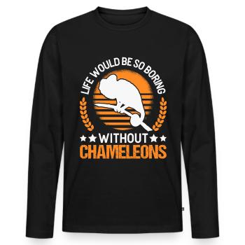 Chameleon Cadeau Caméléon - T-shirt manches longues Premium bio Homme - noir - Devant - Nico (187cm)