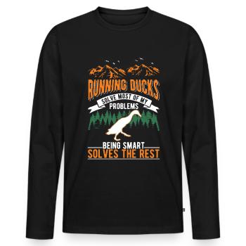 Indian Running Gift Running Duck - T-shirt manches longues Premium bio Homme - noir - Devant - Nico (187cm)