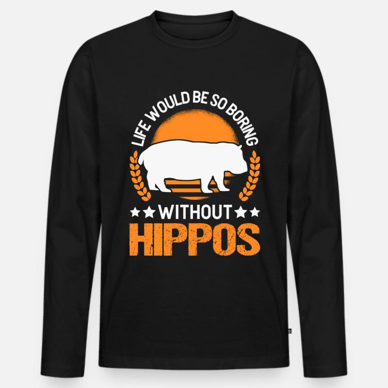 Nilpferd Geschenk Hippo Flusspferd - Männer Premium Bio Langarmshirt - Schwarz