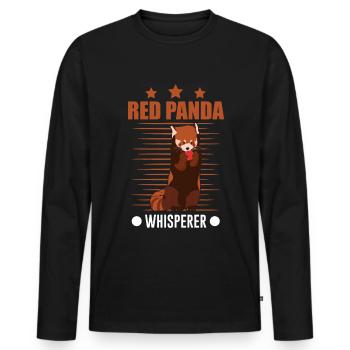 Chuchoteur de panda roux - T-shirt manches longues Premium bio Homme - noir - Devant - Nico (187cm)