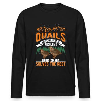 Quail Gift Quail Grower - Men's Premium Organic Long Sleeve Shirt - black - Front - Nico (187cm)