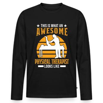 Physiotherapist Gift Physiotherapy Physio - Men's Premium Organic Long Sleeve Shirt - black - Front - Nico (187cm)