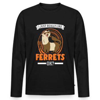 J’aime beaucoup Ferrets Frettchen - T-shirt manches longues Premium bio Homme - noir - Devant - Nico (187cm)