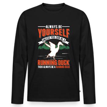 Indian Running Gift Running Duck - T-shirt manches longues Premium bio Homme - noir - Devant - Nico (187cm)