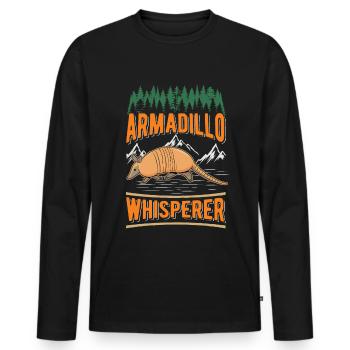 Armadillo Whisperer Gürteltier Flüsterer - Men's Premium Organic Long Sleeve Shirt - black - Front - Nico (187cm)