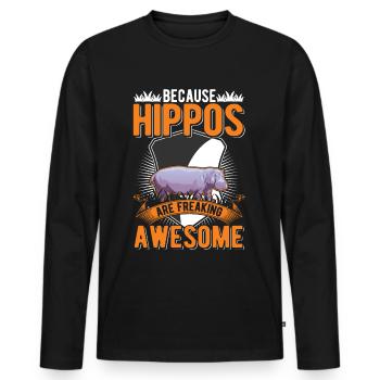 Hippo Gift Hippo Hippo Hippo - Men's Premium Organic Long Sleeve Shirt - black - Front - Nico (187cm)