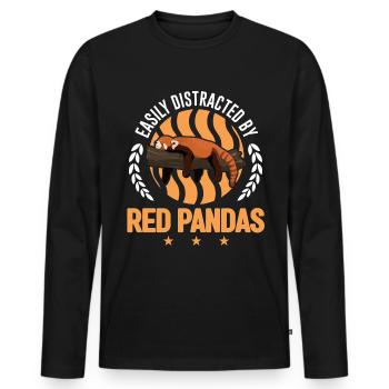 Facilement distrait par Red Pandas Roter Panda - T-shirt manches longues Premium bio Homme - noir - Devant - Nico (187cm)