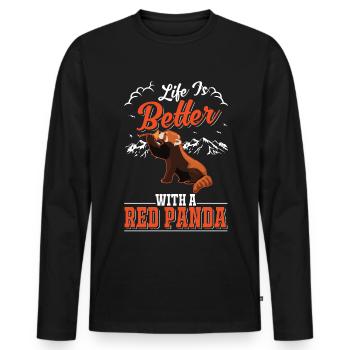 La vie est meilleure avec un panda roux roter panda - T-shirt manches longues Premium bio Homme - noir - Devant - Nico (187cm)