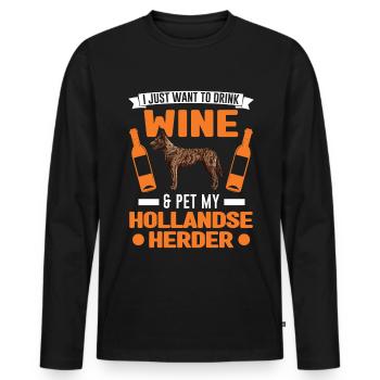 Hollandse Herder and Wine - Men's Premium Organic Long Sleeve Shirt - black - Front - Nico (187cm)