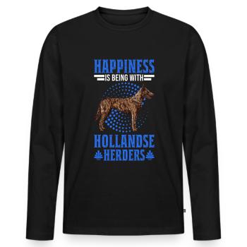 Happiness is being with Hollandse Herders - Men's Premium Organic Long Sleeve Shirt - black - Front - Nico (187cm)