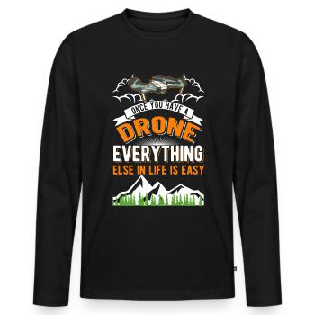 Drohne Drohnenpilot Quadrocopter - Männer Premium Bio Langarmshirt - Schwarz - Vorne - Nico (187cm)