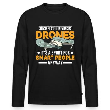 Drone Gift Quadcopter Drone Pilot - Men's Premium Organic Long Sleeve Shirt - black - Front - Nico (187cm)
