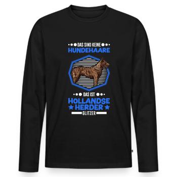 Hollandse Herder Glitzer Hollandse Herdershond - Männer Premium Bio Langarmshirt - Schwarz - Vorne - Nico (187cm)