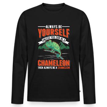 Chameleon Gift Chameleon - Men's Premium Organic Long Sleeve Shirt - black - Front - Nico (187cm)