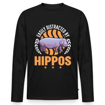 Easily distracted by Hippos Hippo Hippo Hippo - Men's Premium Organic Long Sleeve Shirt - black - Front - Nico (187cm)