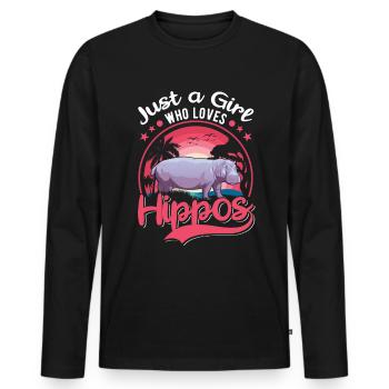 Juste une fille qui aime Hippo Hippo Hippo Hippo Hippo Hippo - T-shirt manches longues Premium bio Homme - noir - Devant - Nico (187cm)