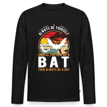 Bat lover fringe bat - Men's Premium Organic Long Sleeve Shirt - black - Front - Nico (187cm)
