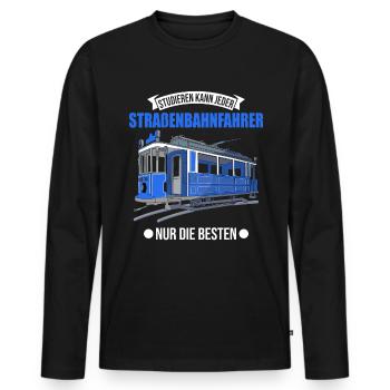 Straßenbahn Geschenk Straßenbahnfahrer Tram S-Bahn - Männer Premium Bio Langarmshirt - Schwarz - Vorne - Nico (187cm)