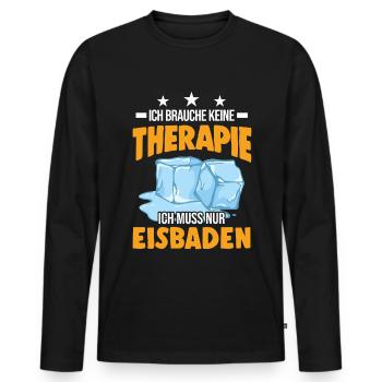 Eisbad Therapie Eisbaden Winterbad Eisschwimmen - Männer Premium Bio Langarmshirt - Schwarz - Vorne - Nico (187cm)