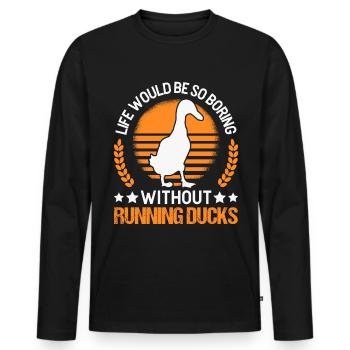 Indian Running Gift Running Duck - Men's Premium Organic Long Sleeve Shirt - black - Front - Nico (187cm)