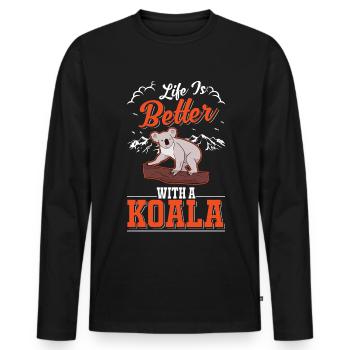 Life is better with a Koala Koala Bear - Men's Premium Organic Long Sleeve Shirt - black - Front - Nico (187cm)