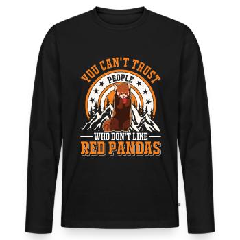 Red Panda Gift Cat Bear - Men's Premium Organic Long Sleeve Shirt - black - Front - Nico (187cm)