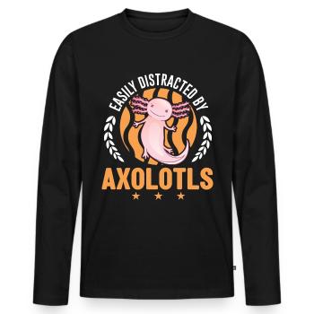 Facilement distrait par Axolotls Tail Luch - T-shirt manches longues Premium bio Homme - noir - Devant - Nico (187cm)