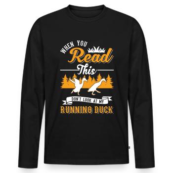 Indian Running Gift Running Duck - Men's Premium Organic Long Sleeve Shirt - black - Front - Nico (187cm)