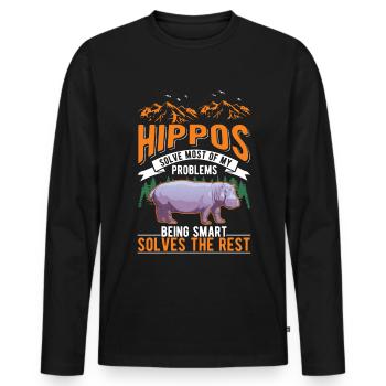 Hippo Gift Hippo Hippo Hippo - Men's Premium Organic Long Sleeve Shirt - black - Front - Nico (187cm)