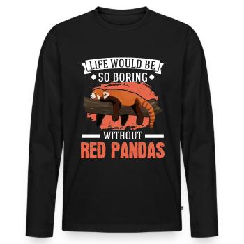 Panda Rouge Cadeau Panda Rouge - T-shirt manches longues Premium bio Homme - noir - Devant - Nico (187cm)