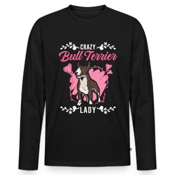 Crazy Bull Terrier dame Bullterrier - T-shirt manches longues Premium bio Homme - noir - Devant - Nico (187cm)