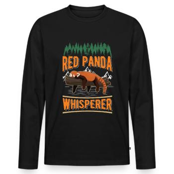 Chuchoteur de panda roux - T-shirt manches longues Premium bio Homme - noir - Devant - Nico (187cm)